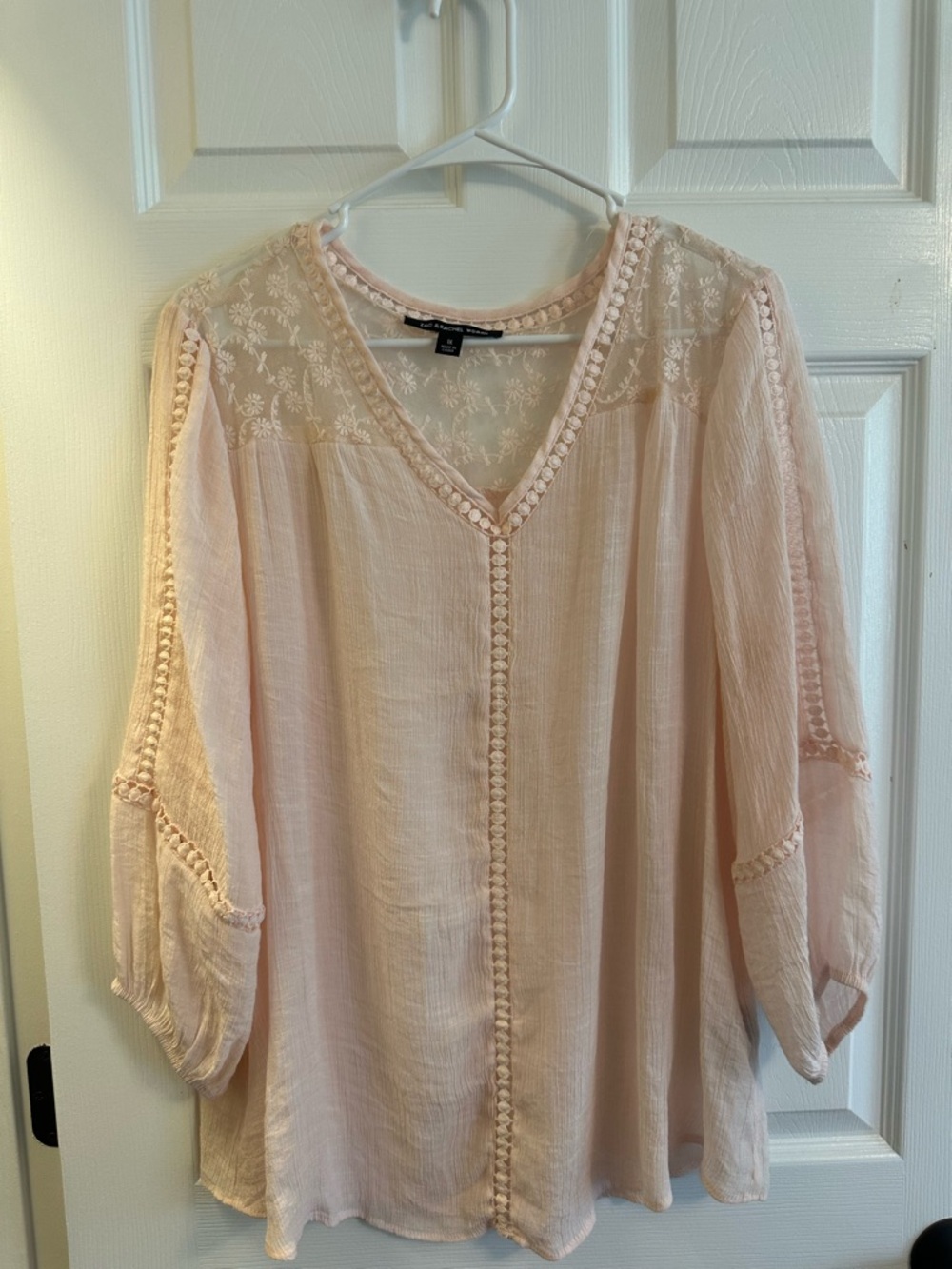 Zac & Rachel Blush Pink Embroidered V-Neck Tunic